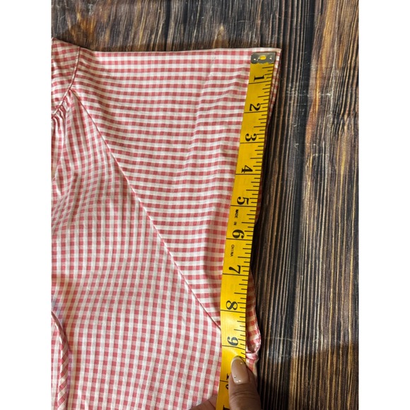 Tyler Boe Dress Womens M Red White Gingham Tiered Ruffle Tie Neck - Picture 8 of 13